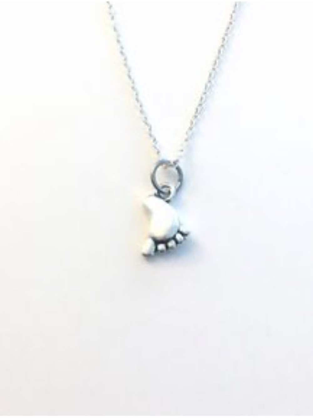 Foot Print Charm Antiqued Silver Plated Baby Feet Pendant Necklace